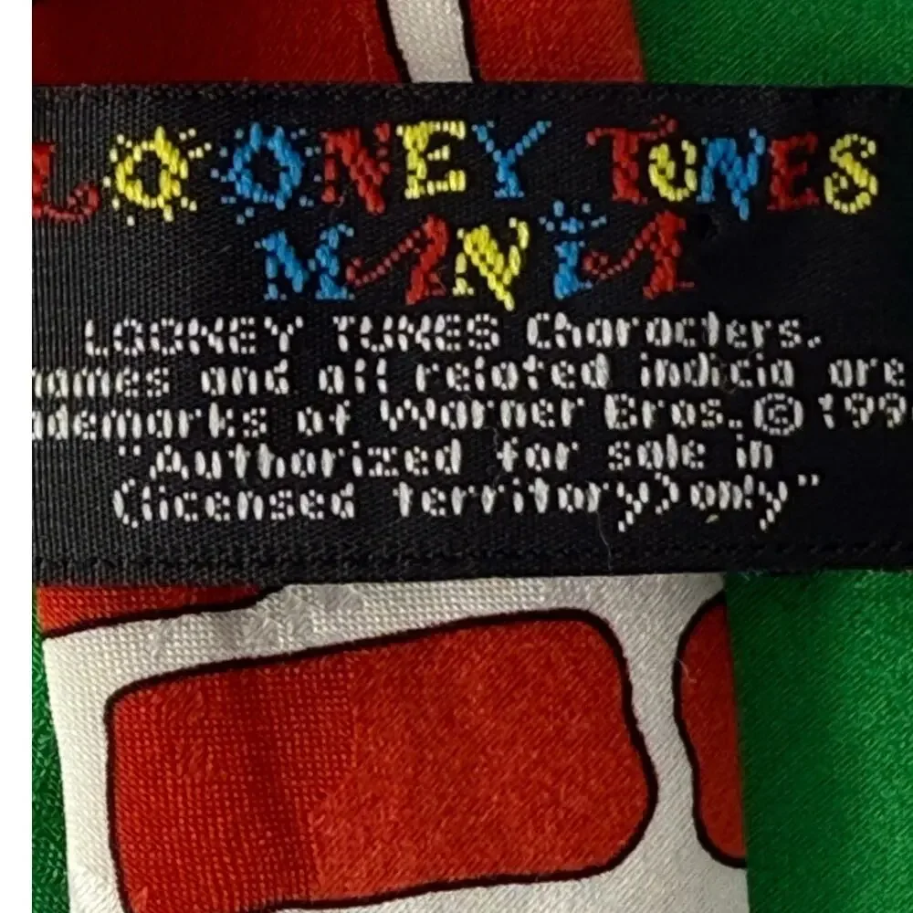 Vintage 90s Looney Tunes Christmas Tie Tweety Tasmanian Devil Holiday